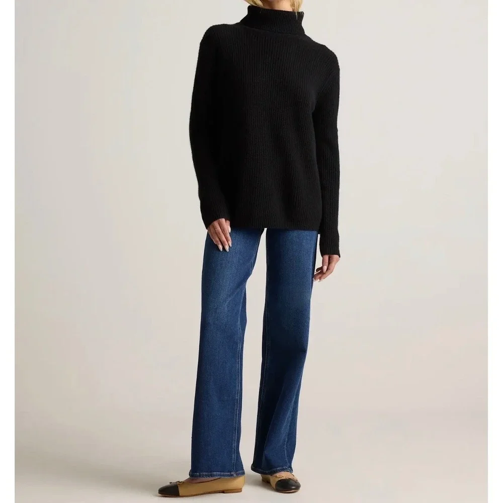 Quince 100% Mongolian Cashmere Ribbed Turtleneck Sweater Womens